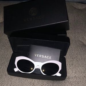 Versace Sunglasses Women's White/Gold Cat Eye 54mm